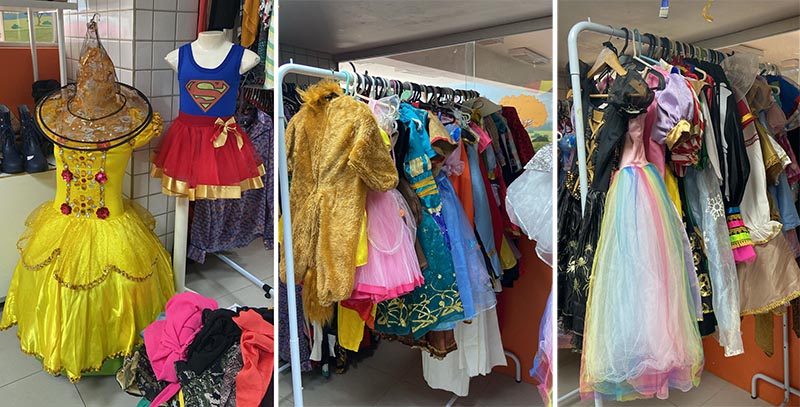 Bazar do NACC com opções de fantasias para o Carnaval