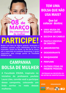 ESUDA entrega doações hoje (08) no Dia das Mulheres 